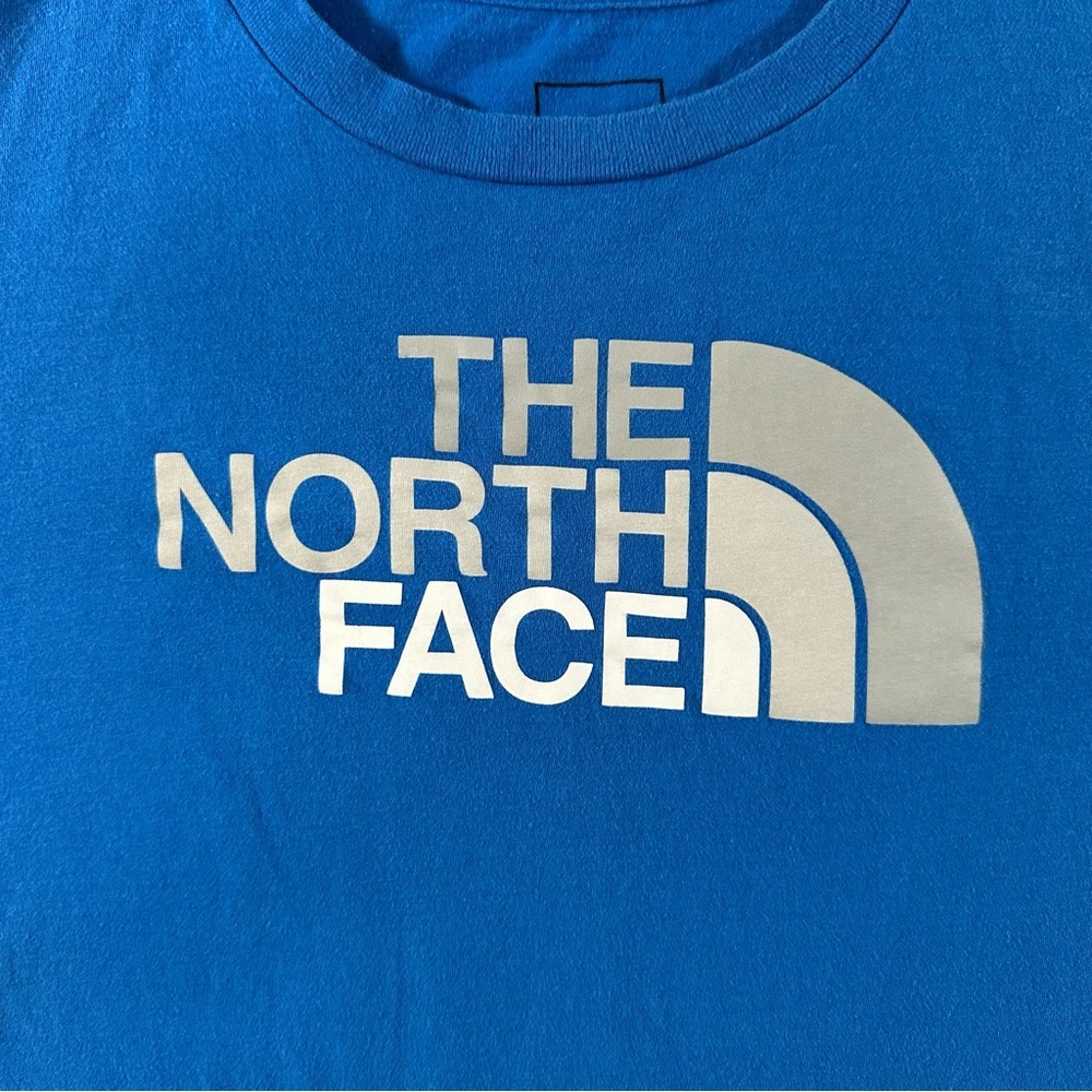 The North Face Boys XL 18/20 Blue Long Sleeve Logo Tee Shirt Outdoor Casual - Picture 2 of 4